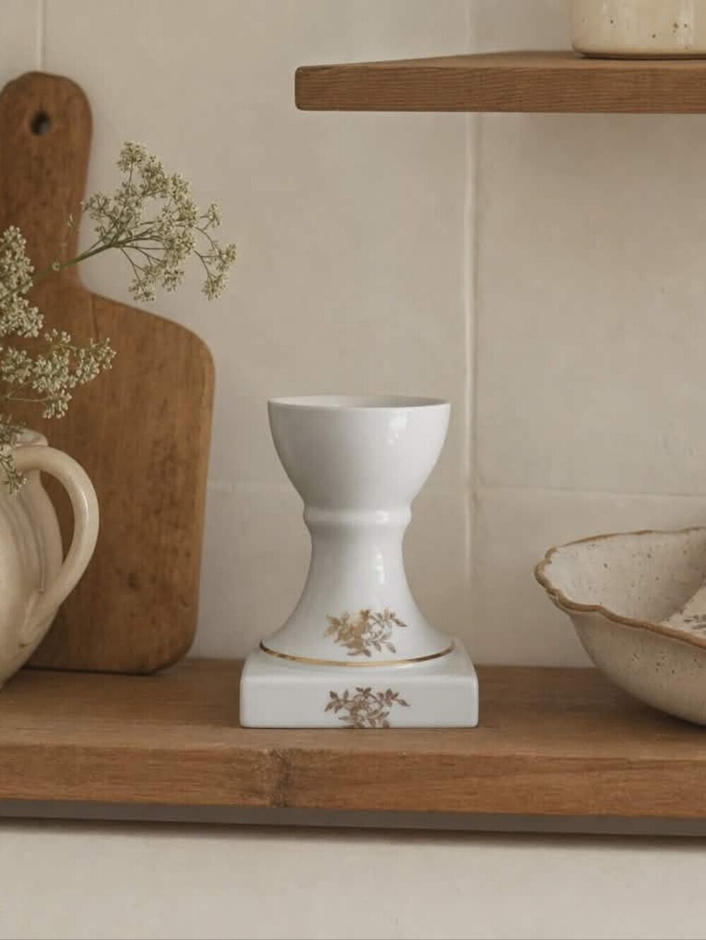 Vintage L.E.G. Limoges France Pedestal Vase with Gold Floral Design